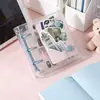 Caderno A8 Folha Solta Roxo Capa com 3 Furos e Duas Fivelas Diário Caderno Estrela Transparente PVC Capa Macia Caderno de Bolso Portátil