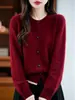 Cardigã versátil feminino com botões de camélia, estilo suave, primavera e outono, nicho, design retrô simples, cinza