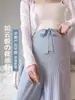 Calça de Seda Gelada de Perna Larga para Gestantes Verão Fina Roupa Externa Petite Calça Longa Fluida Casual Larga Calça de Perna Reta Roupas de Verão