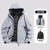 Chaqueta Azul Deportiva para Exteriores Tres en Uno Ropa de Abrigo para Mujer Ropa de Montañismo para Hombre Impermeable Cortavientos con Capucha Ropa de Protección contra el Frío para Esquí