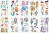 Tatuagem Adesiva Infantil de Sereia, Dinossauro, Pirata, Unicórnio em Estoque, Adesivos Divertidos de Tatuagem de Rosto de Desenho Animado Fofo