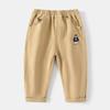 Calça Casual Longa Infantil Masculina 2026 Primavera e Outono Novo Estilo com Bordado de Desenho Animado para Crianças e Bebês