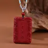 Colgante de Carta de Paz de Cinabrio de Mena Cruda Estilo Starlight Arena Dorada Púrpura Año del Zodiaco Collar Unisex Regalo Venta al por Mayor