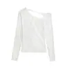 Camiseta Asimétrica de Manga Larga Puramente Sexy para Mujer, Nueva de Primavera 2026 Ajustada con Aberturas, Top de Chica Spicy