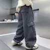 Pantalones Gruesos Forrados de Polar para Niños Otoño e Invierno 2025 Nuevo Estilo Polar Integrado Pantalones Cargo de Invierno para Estudiantes de Secundaria Niños Moda