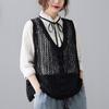 Chaleco de Ganchillo Hueco de Verano para Mujer, Holgado, Artístico, Retro, de Encaje, sin Mangas, de Tirantes, Malla, Pulóver, Top, Blusa