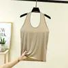 Top Regata Modal de Verão 2026 com Gola Halter para Mulheres, Ajuste Slim Casual para Usar por Baixo ou por Cima, Sem Mangas