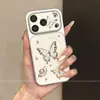 Aplicável à capa de celular Apple 17promax estilo ins de alta qualidade estilo coreano iphone16 borboleta de metal simples