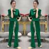 Conjunto de Roupa Fashion de Veludo para Celebridades da Internet para Mulheres 2026 Outono e Inverno Novo Estilo Moletom Curto com Cordão Calça Jogger de Cordão Conjunto de Duas Peças