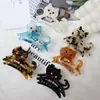 Pinza para el pelo de acetato de 6 cm Corazón Girly Lindo Mediana Lindo Pinza de Tiburón Frances Clip de Gato con Pedrería