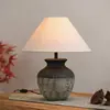 Lámpara de mesa de arcilla estilo Wabi-Sabi japonés Lámpara de mesa de cerámica gruesa estilo chino Decoración para sala de estar Hotel Casa de huéspedes Dormitorio de diseñador Mesita de noche