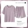 Pijama de Mujer Verano Algodón Puro Manga Corta Pantalones Cortos Delgado Estilo Coreano Mujer Media Manga Ropa de Casa Verano Casual Traje de Dos Piezas