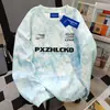 Nueva Sudadera con Cuello Redondo Personalizada de Hip Hop Americano para Mujer Otoño e Invierno 2025 Versátil Campus Retro Tie-Dye Rosa