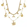 Colgante de Delfín Cangrejo Chapado en Acero Inoxidable Oro Real de 18K Serie Oceánica Cadena para Clavícula Simple Nicho para Mujeres
