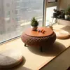 Mesa Redonda Sencilla de Ratán para Balcón, Sala de Estar, Mirador, Mesa de Café Pequeña, Mesa Baja Tatami, Mesa para Repisa de Ventana, Mesa de Té con Almacenamiento
