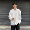 Design de Ombro Acolchoado Sentido de Design Nicho Decoração de Metal Moletom Tendência Masculina Acabamento Pesado Camiseta Peso Pesado Ruffian Bonito Manga Longa Top
