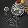 Filtro de malha sarja 304 para cozinha, escumador, peneira, peneira de farinha manual para panificação, orelha pontuda, borda larga, coador de óleo de aço inoxidável
