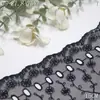 Tanglong Malla Negra Bordada Encaje Flor de Perforación Francesa Enredadera 15cm Falda de Tirantes Exquisita Accesorios de Encaje Hechos a Mano