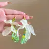 Pendientes de Flor de Isla Verde para Mujer, Pendientes Únicos y Hermosos Estilo Vacaciones Dopamina en la Costa, Accesorios Exagerados