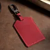 Llavero de Cuero Crazy Horse Portatarjetas de Acceso Creativo Ultradelgado Estudiante Adulto Tarjeta de Autobús Tarjeta de Comida Sensor Estuche Protector de Cuero Genuino