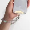 Almohadilla de teléfono de acero inoxidable ultradelgada, cordón giratorio de 360 grados, funda de tarjeta de teléfono universal, colgante de metal