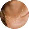 Moda Nuevo Europeo y Americano Ins Moda Casual 26 Letras Inglesas A-Z Color Cobre Dorado Collar para Mujer Gargantilla Joyería