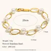 Pulsera Cruzada Europea y Americana Estilo Ins de Perlas de Imitación para Mujer Acero Inoxidable Chapado en Oro de 18K Moda Elegante Retro Personalizada Joyería de Mano