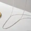 Ins Celebridade da Internet Estilo Europeu e Americano Simples Corrente Lisa de Aço Titânio para Mulheres Banhado a Ouro 18K Corrente Fina Colar Versátil Básico Joias