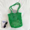 Bolso Tote de Gran Capacidad Bolso Hecho a Mano Bolsa de Red Hueca de Cuerda de Algodón Bolsa de Vacaciones de Playa Bolsa de Red Tejida Bolsa Tejida de Paja