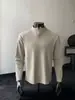 Camiseta de Manga Larga para Hombre de Otoño e Invierno, Forro Polar Térmico, Cuello Alto Pequeño, Botones a Presión, Cuello Alto, Camiseta Base Casual, Moderna, Color Sólido, Prenda Interior Superior Cálida