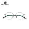 Studiomuku Madera Gafas Frescas Montura Redonda Ovalada Montura de Gafas de Nicho de Media Montura con Sentido de Control