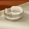 Estilo Étnico Retro Pulsera Abierta de Plata Imitación Miao Pulsera Ancha Tallada Nuevo Estilo Chinoiserie Antigua Pulsera de Plata Imitación Hecha a Mano para Mujeres