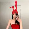Joyas Sexys para Lóbulo Oreja Diadema Sexy de Encaje Negro con Orejas de Conejo Velo Máscara Estilismo para Fiesta de Graduación Fotografía Diadema