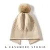 Gorro de cachemira para mujer, tejido, con pompón, dividido, engrosado, 26, Otoño Invierno, nuevo gorro turbante, sombrero de moda, versátil, cálido