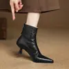 Zapatos de mujer talla grande, talla 41 a 43, botines, tacones altos de mujer, punta fina, botines de tacón de aguja, de felpa para otoño e invierno para mujer, ajustados, botas de mujer de alta gama
