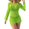 2026 Novo Biquíni Sexy de Renda Mesh Europeu e Americano Robe de Praia Vestido de Renda Saia de Mesh Traje de Banho Longo para Mulheres