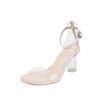 Sandálias Transparentes Femininas Sapatos de Cristal 2025 Verão Novo Estilo Tira Fivela Simples Celebridade da Internet Estilo Fada Salto Grosso Salto Alto