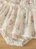 Mono de crepé estampado con mangas acampanadas para bebé niña, Verano 2026, Moda estilo coreano, Atuendo de salida y gateo para recién nacidos
