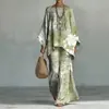 Conjunto de Dos Piezas para Mujer con Estampado de Nueva Tendencia Elegante para el Trabajo Moda Casual Camiseta de Manga Larga con Cuello Redondo + Pantalones Acampanados