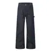 Jeans de mezclilla cruda americana estilo hombre marca de moda callejera diseño de pantalón ancho holgado con parche pierna recta pantalón largo