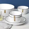 Juego de cuenco y plato de cerámica, juego de vajilla estilo japonés, cuenco pequeño para arroz, cuenco grande para sopa, incluye cuchara y palillos (Amazonas).
