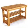 Divisor de Zapatero de Bambú, Taburete para Cambiarse los Zapatos, Puerta Principal del Hogar, Taburete de Vestidor, Gabinete de Zapatos de Madera Maciza Simple para Entrada