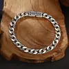 Atacado Prata Esterlina 925 Masculino e Feminino Acabamento Fino Estilo Chinês Pulseira Cubana em Sânscrito Prata Tailandesa Vintage Joias Personalizadas