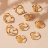 Anillo Abierto de Acero Inoxidable Mili con Forma de Estrella Micro-Pavimentado con Pequeños Diamantes Combinación Chapado en Oro Real de 18K Moda Simple Anillo para Dedo del Pie Venta al Por Mayor