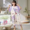 Saco de dormir de algodón para niños, pijama de una pieza de manga corta para niñas, verano fino, dibujos animados, ropa de aire acondicionado para niñas, camisón a prueba de patadas