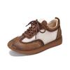 Sapatos Casuais Femininos de Couro Bovino de Primeira Camada com Cadarço Estilo Esportivo, Estilo Outono Vermelho Couro Genuíno Sola Macia Corte Profundo Sapatilha
