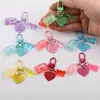 Llavero de Oso de Caramelo Transparente con Corazón de Colores Colgante DIY para Mochila Escolar de Estudiante Cadena para Teléfono Móvil Accesorios de Colgante Joyería