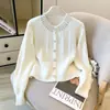 26 Recomendado para colección personal Cárdigan de Punto de Manga Larga con Pedrería de Gama Alta para Mujer Otoño Nuevo Estilo Hermoso Versátil Ropa Exterior que Reduce la Edad