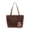 Bolso Nicho Coreano para Mujer Nuevo de Gran Capacidad Moda de Gama Alta Otoño e Invierno Bolso de Hombro a Cuadros Bolso Tote para Viajar