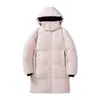 Otoño e Invierno Alta Calidad Estilo Pareja Tres Pruebas Color Sólido Chaqueta Larga de Algodón para Hombre Imitación Seda Algodón Relleno de Plumas Cuello Alto con Capucha Chaqueta para Hombre Tallas Grandes